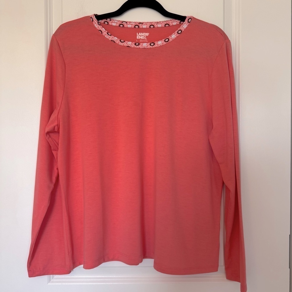 Lands' End Women's Coral Long Sleeve Large Top